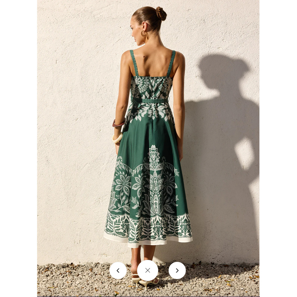 NWT Commense Baroque Floral Print Belted Cami Maxi Dress Sz L - Picture 7 of 7